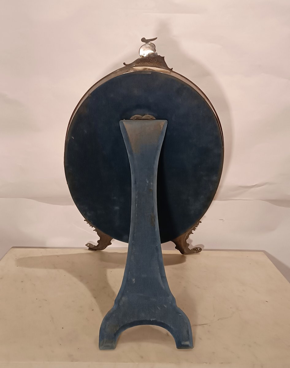  Mid-19th Century Small Silver-plated Oval Mirror-photo-4