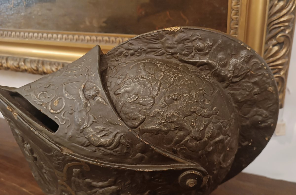 REPRODUCTION EN STUC DU CASQUE D'HENRI II DÉBUT DU 20ème SIÈCLE-photo-4
