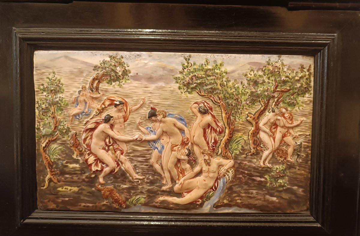 Mid-19th Century Casket With Capodimonte Porcelain Plaques-photo-4