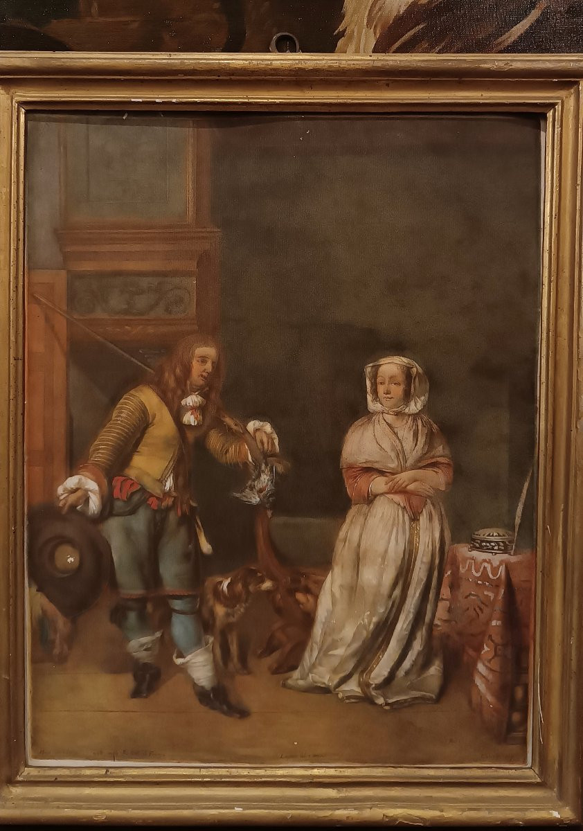 GRAVURE DE LASINIO AVEC DES PERSONNAGES DE LA SECONDE MOITIÉ DU 18ème SIÈCLE-photo-2