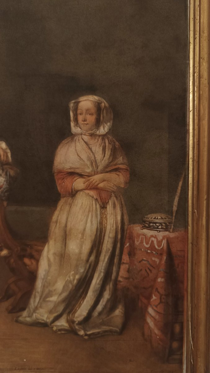 GRAVURE DE LASINIO AVEC DES PERSONNAGES DE LA SECONDE MOITIÉ DU 18ème SIÈCLE-photo-4