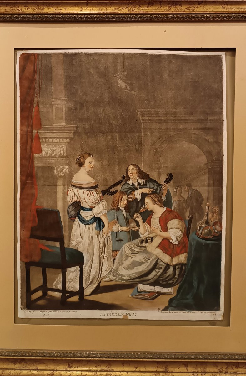 Second Half Of The 18th Century Engraving By Lasinio With The Miris Family-photo-2