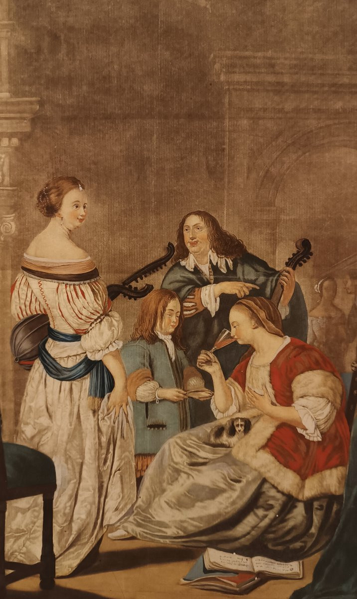 Second Half Of The 18th Century Engraving By Lasinio With The Miris Family-photo-3