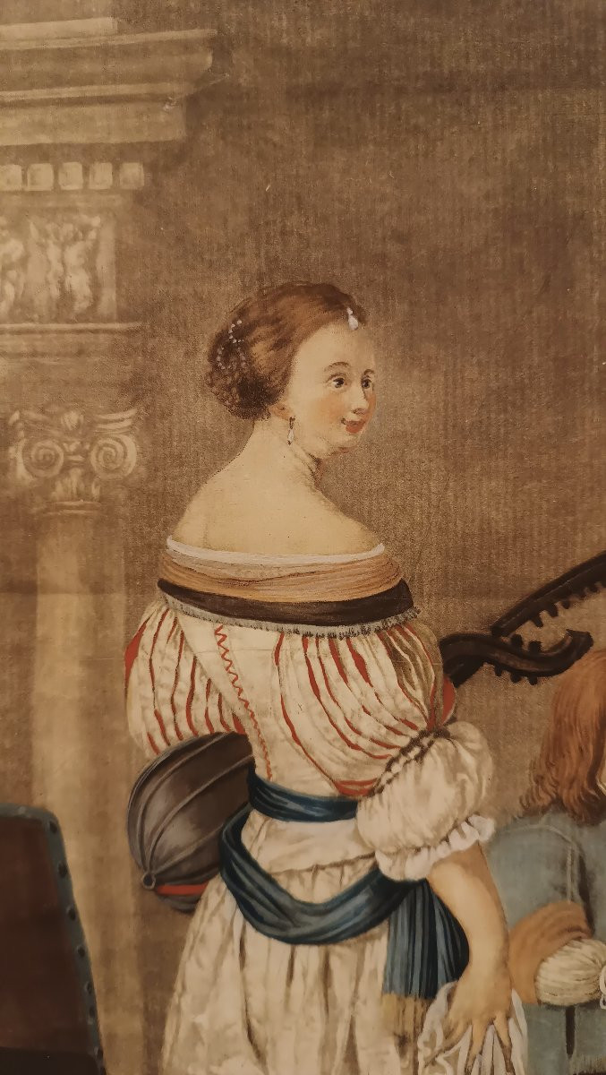 Second Half Of The 18th Century Engraving By Lasinio With The Miris Family-photo-3