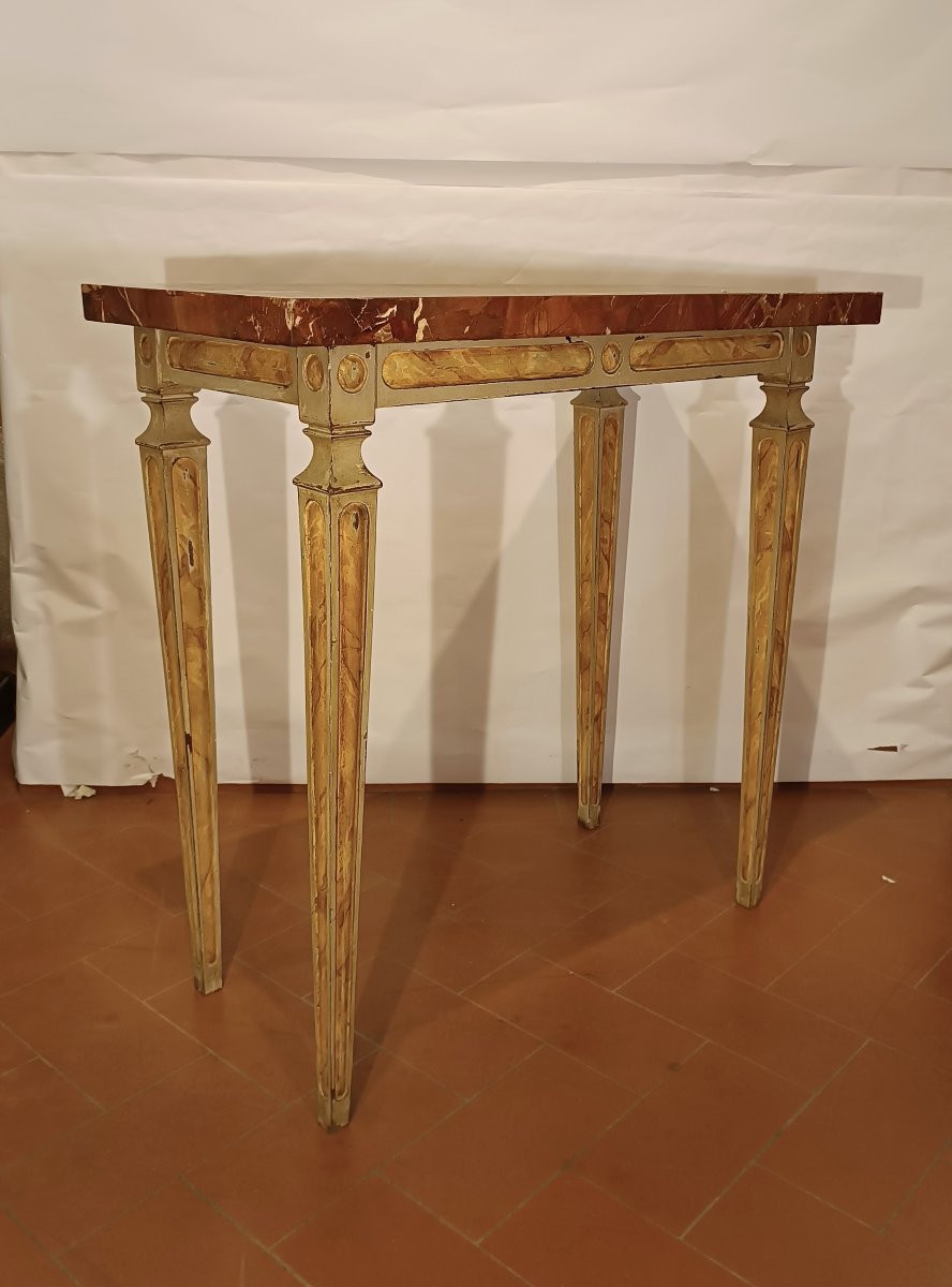 Second Half Of The 18th Century Lacquered Consolle Table With Marble Top-photo-3