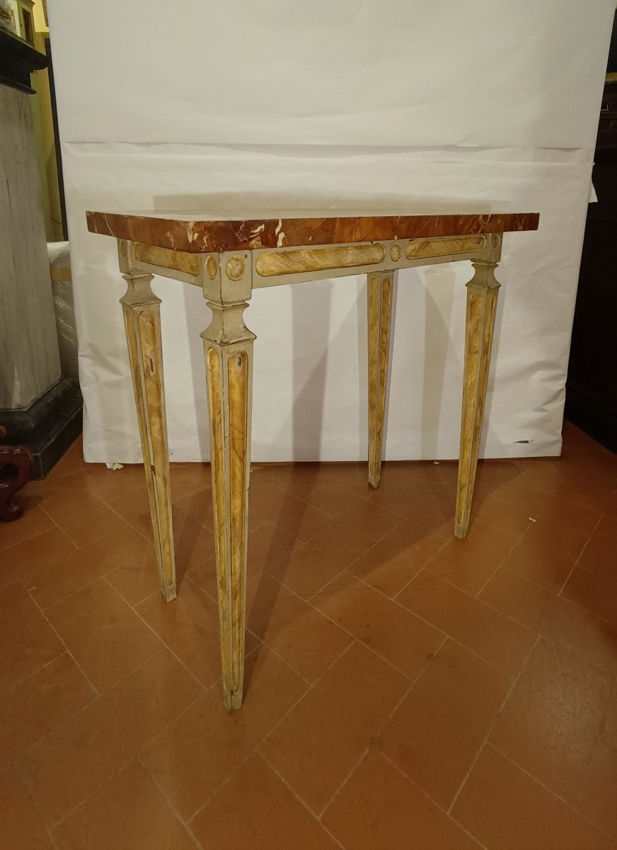 Second Half Of The 18th Century Lacquered Consolle Table With Marble Top-photo-4