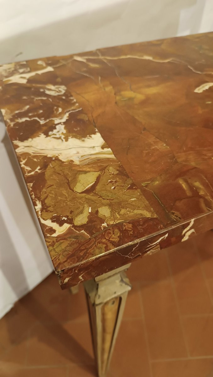 Second Half Of The 18th Century Lacquered Consolle Table With Marble Top-photo-2