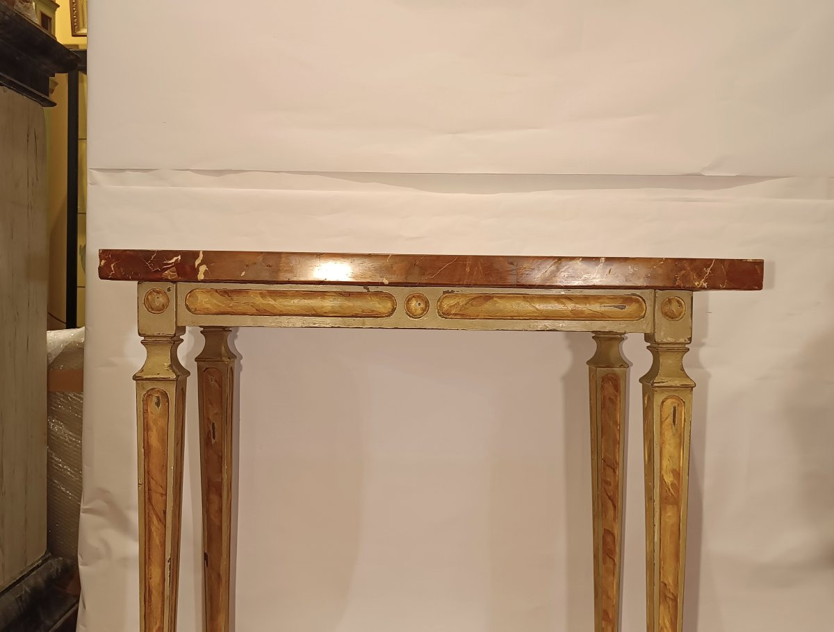 Second Half Of The 18th Century Lacquered Consolle Table With Marble Top-photo-6