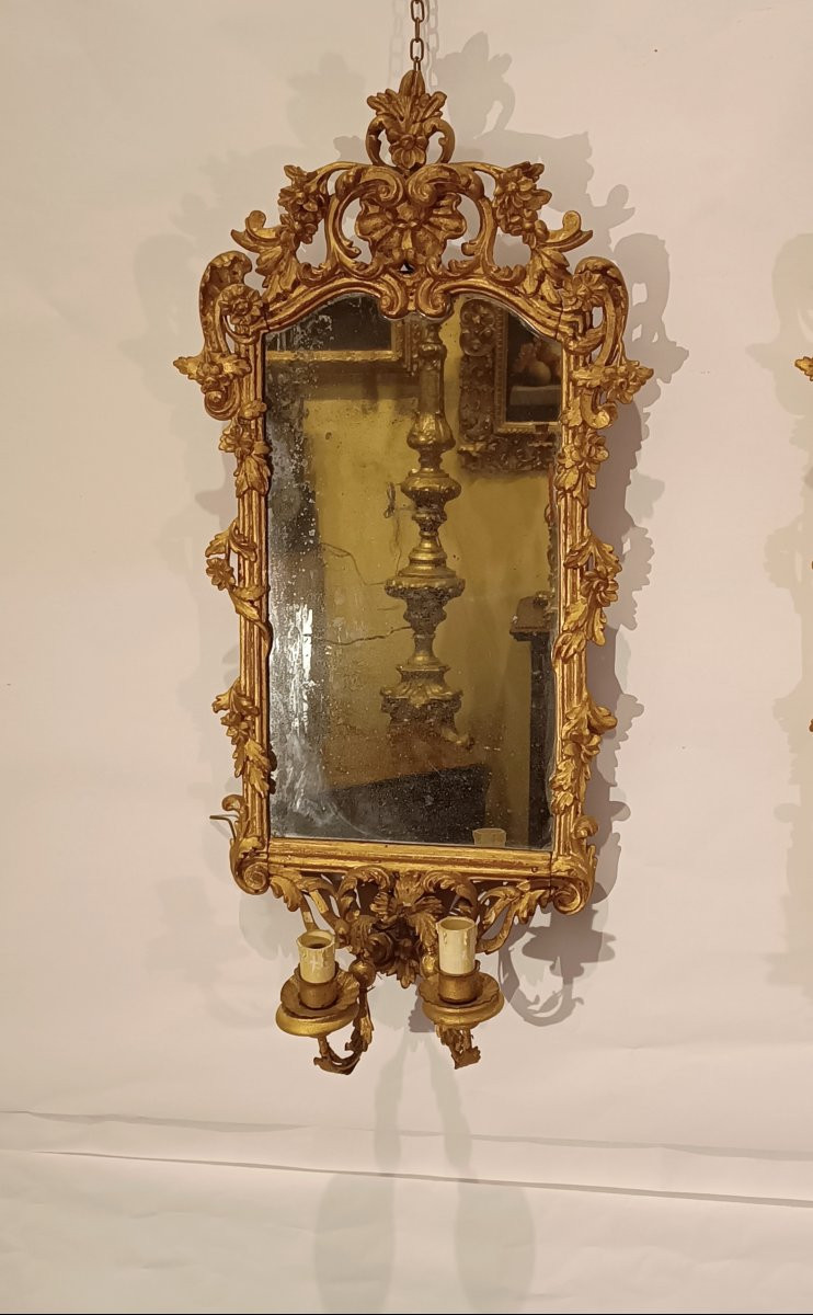 PAIRE DE MIROIRS DORÉS DE LA FIN DU 19ème SIÈCLE-photo-2