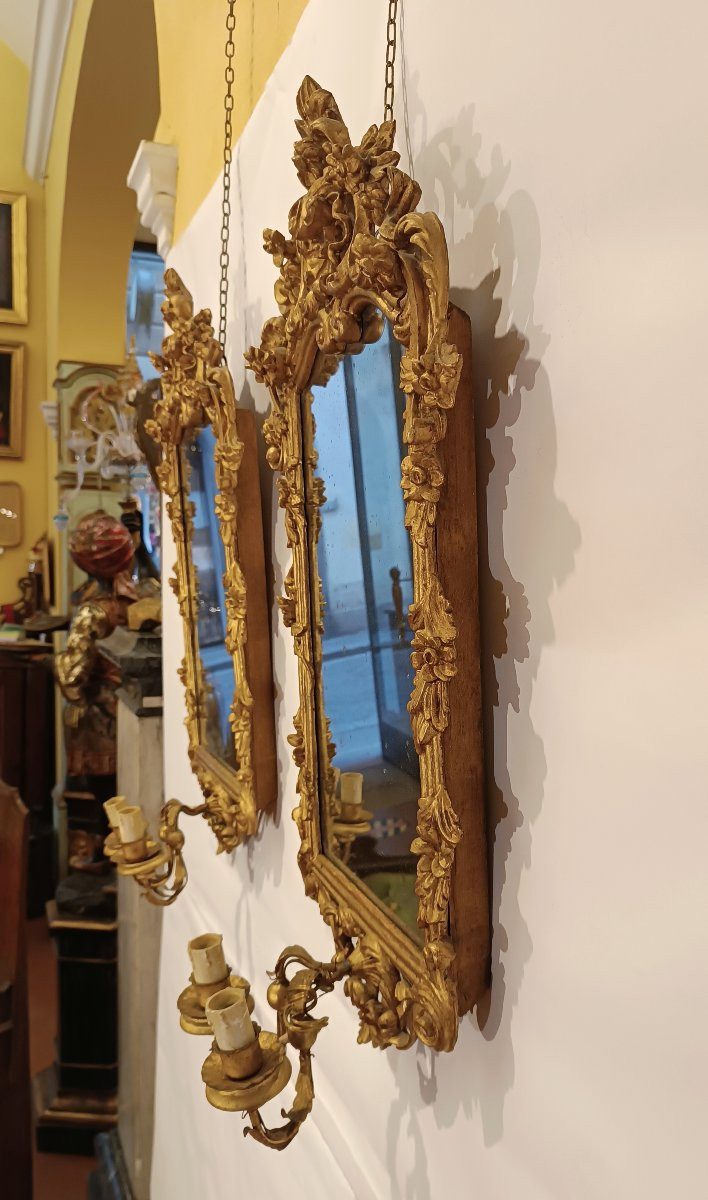 PAIRE DE MIROIRS DORÉS DE LA FIN DU 19ème SIÈCLE-photo-4