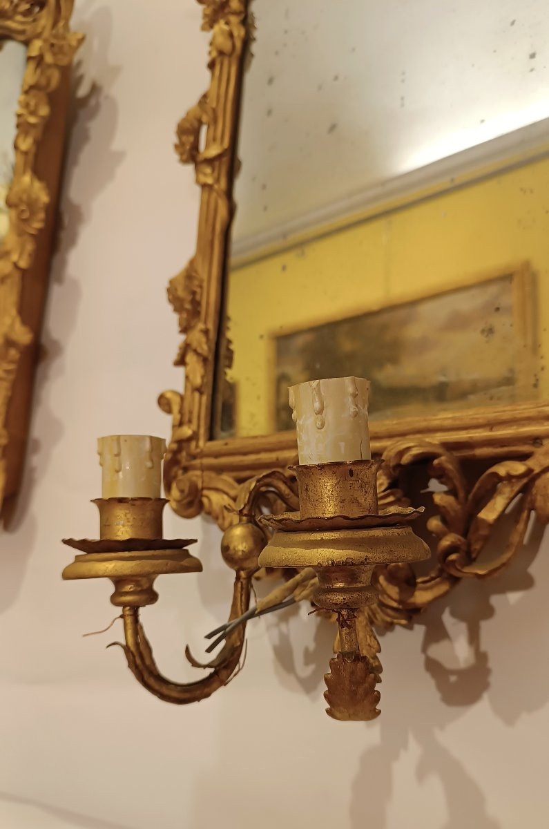 PAIRE DE MIROIRS DORÉS DE LA FIN DU 19ème SIÈCLE-photo-1