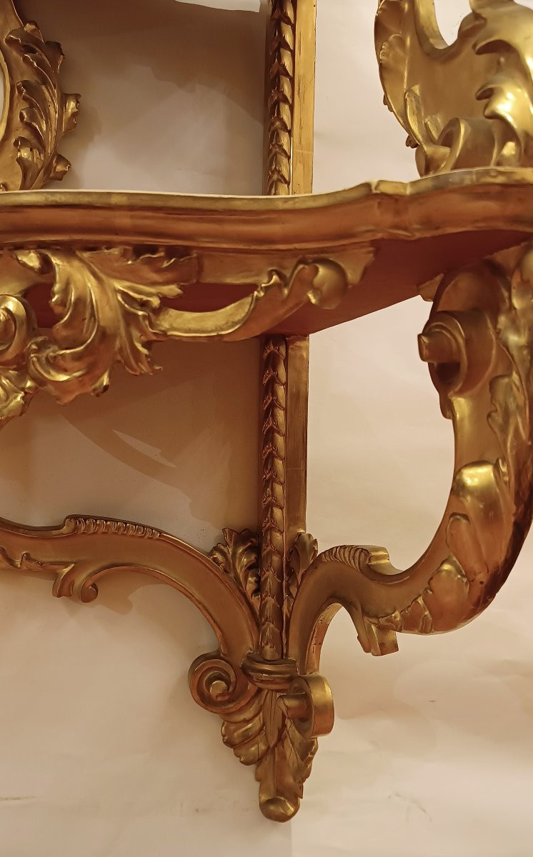 MEUBLE D'ANGLE EN BOIS DORÉ SECONDE MOITIÉ DU 19ème SIÈCLE-photo-3