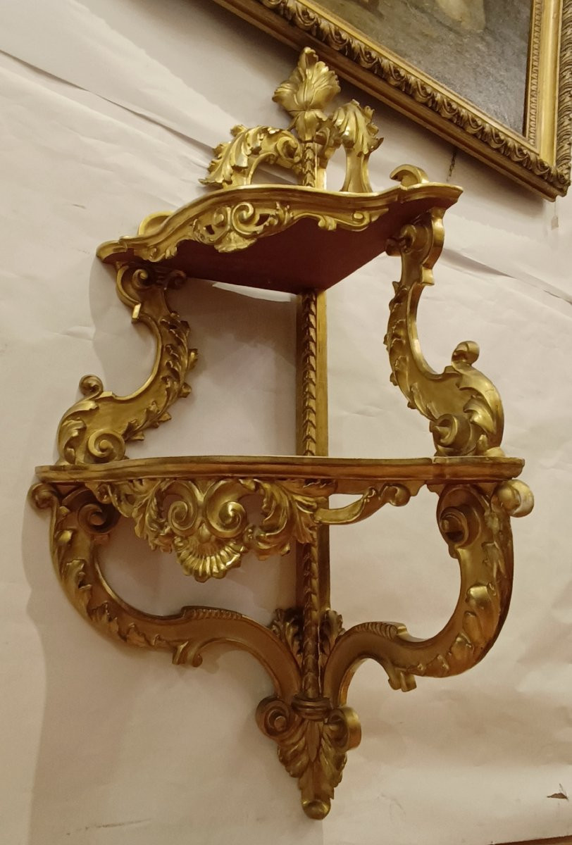 MEUBLE D'ANGLE EN BOIS DORÉ SECONDE MOITIÉ DU 19ème SIÈCLE-photo-4