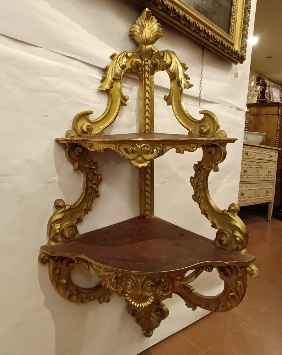 MEUBLE D'ANGLE EN BOIS DORÉ SECONDE MOITIÉ DU 19ème SIÈCLE-photo-5