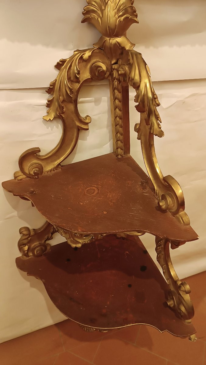 MEUBLE D'ANGLE EN BOIS DORÉ SECONDE MOITIÉ DU 19ème SIÈCLE-photo-6