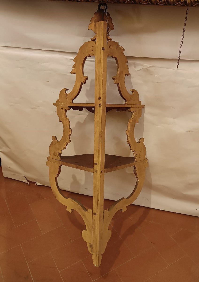 MEUBLE D'ANGLE EN BOIS DORÉ SECONDE MOITIÉ DU 19ème SIÈCLE-photo-7