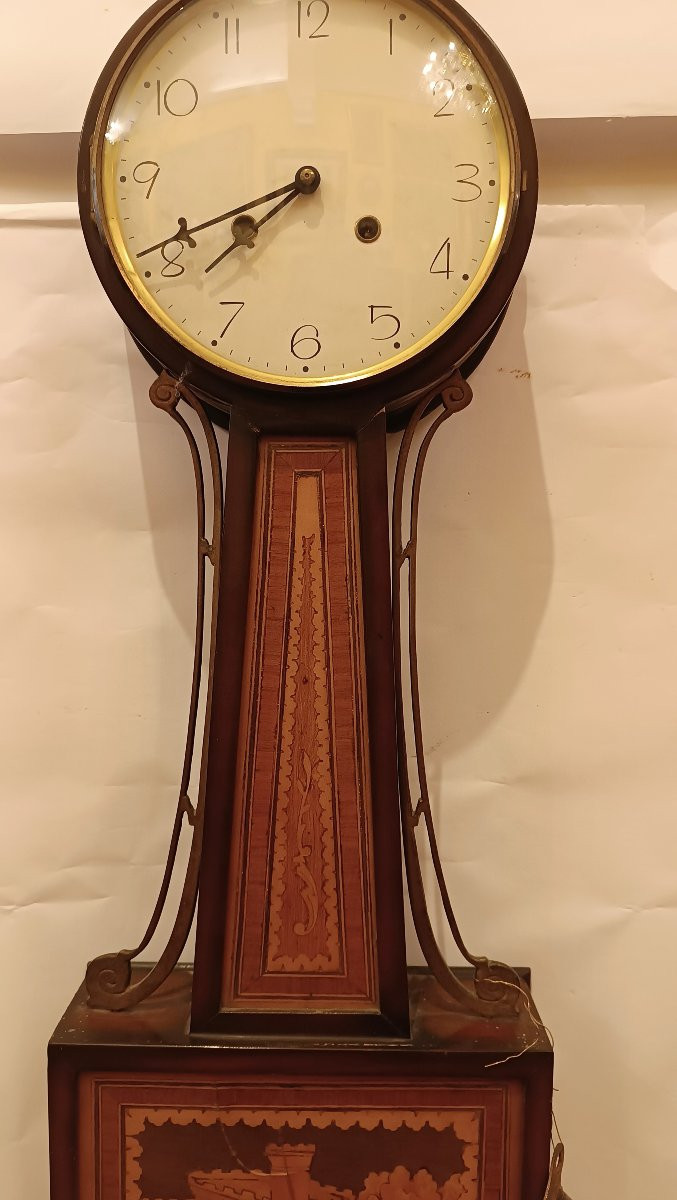 Early 20th Century Inlaid Banjo Clock-photo-3