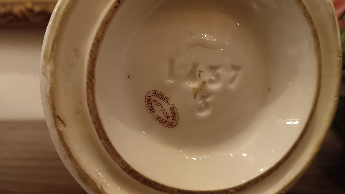 PAIRE DE VASES GINORI DOCCIA DÉBUT DU 19ème SIÈCLE-photo-8