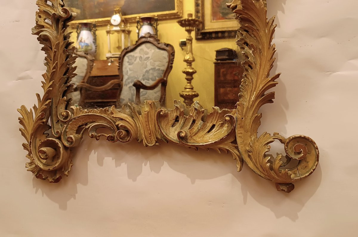 PETIT MIROIR DORÉ ET PEINT SECONDE MOITIÉ DU 19ème SIÈCLE-photo-3