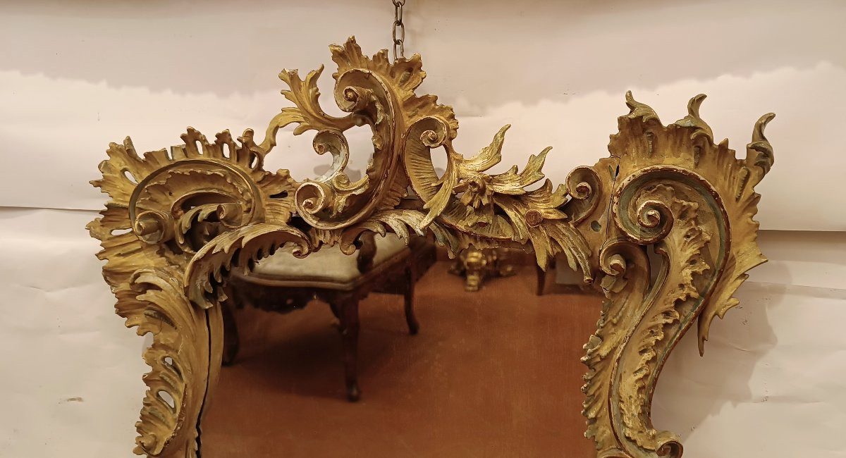 PETIT MIROIR DORÉ ET PEINT SECONDE MOITIÉ DU 19ème SIÈCLE-photo-4