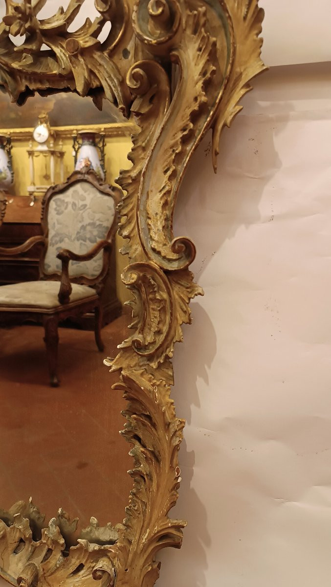 PETIT MIROIR DORÉ ET PEINT SECONDE MOITIÉ DU 19ème SIÈCLE-photo-1