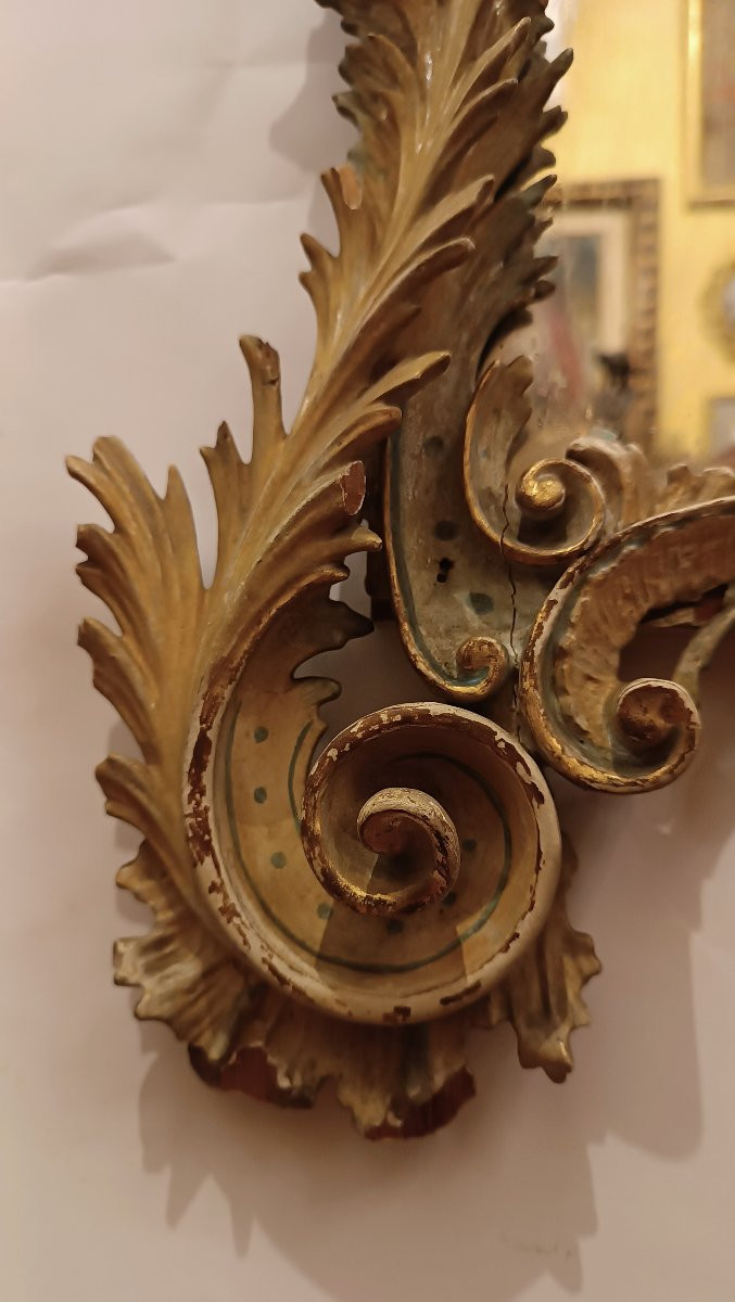 PETIT MIROIR DORÉ ET PEINT SECONDE MOITIÉ DU 19ème SIÈCLE-photo-2