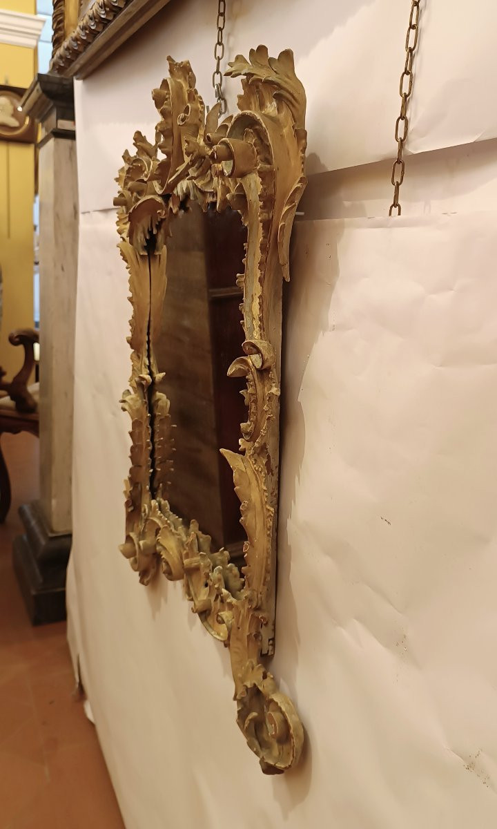 PETIT MIROIR DORÉ ET PEINT SECONDE MOITIÉ DU 19ème SIÈCLE-photo-3