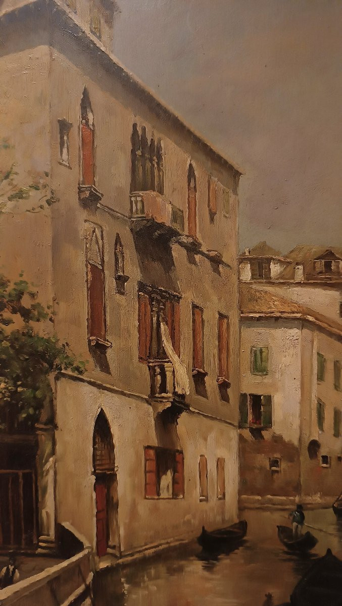 Late 19th Century Painting On Board With A Glimmer Of Venice-photo-3