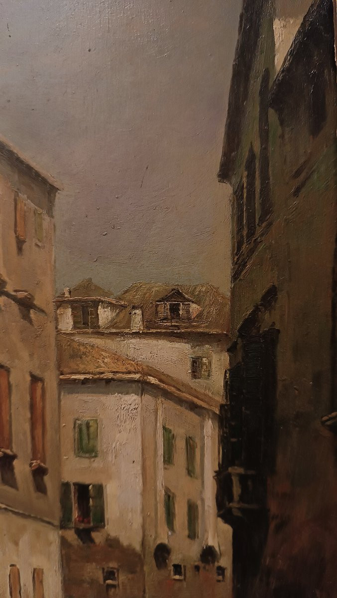 Late 19th Century Painting On Board With A Glimmer Of Venice-photo-1