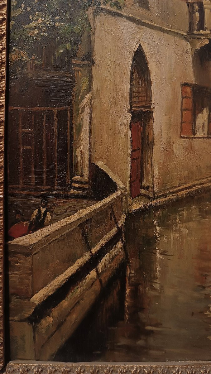 Late 19th Century Painting On Board With A Glimmer Of Venice-photo-2