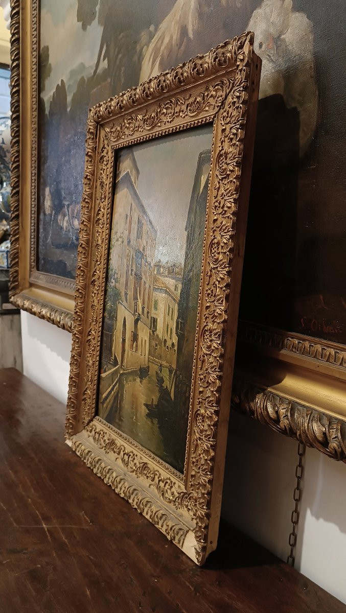 Late 19th Century Painting On Board With A Glimmer Of Venice-photo-4