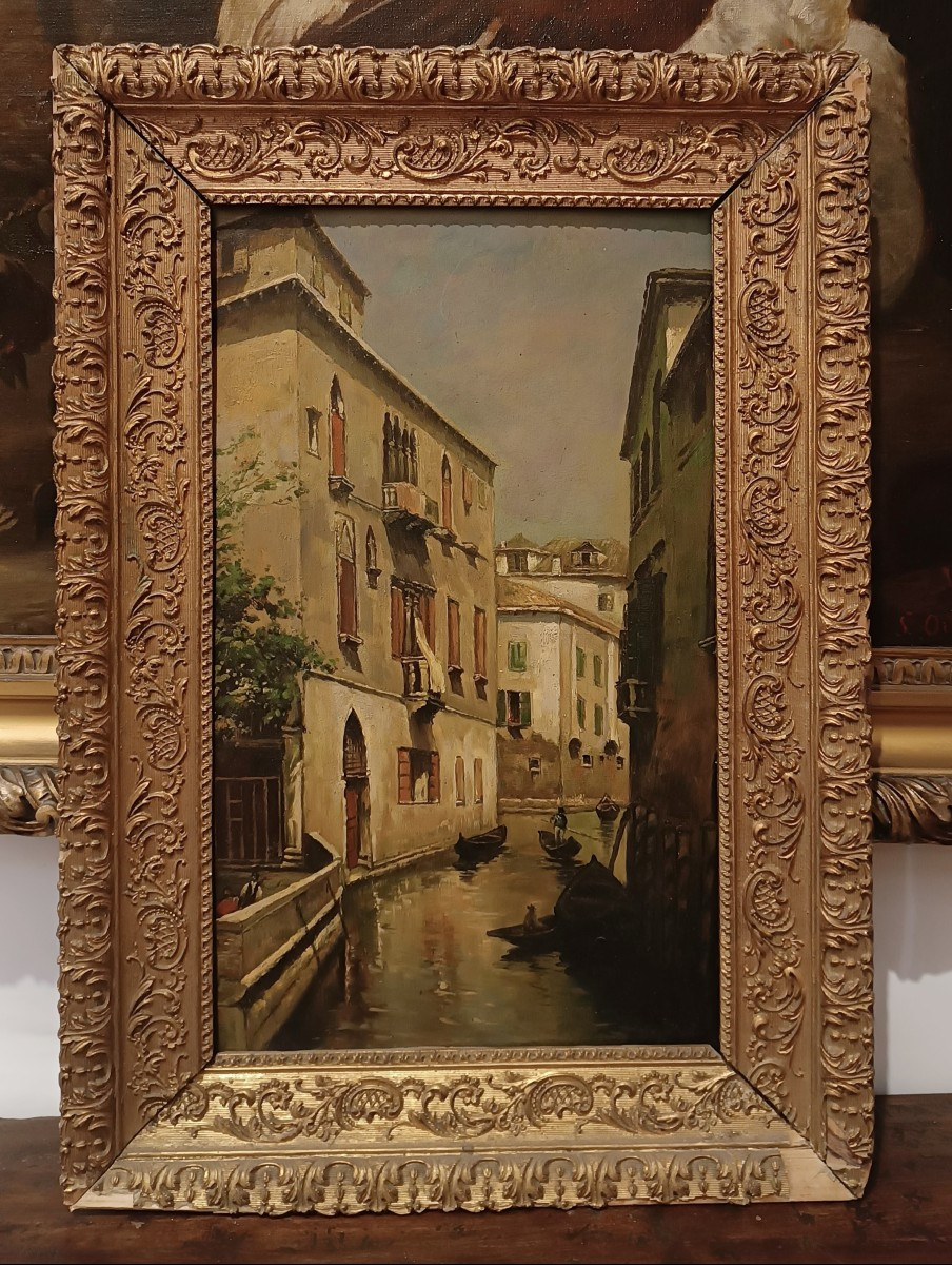 Late 19th Century Painting On Board With A Glimmer Of Venice