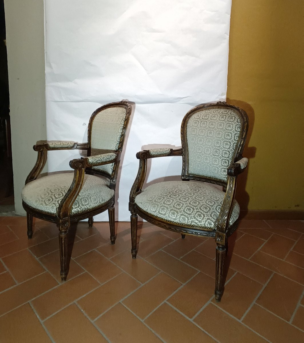 Second Half Of The 19th Century Pair Of Louis XVI Style Armchairs-photo-2