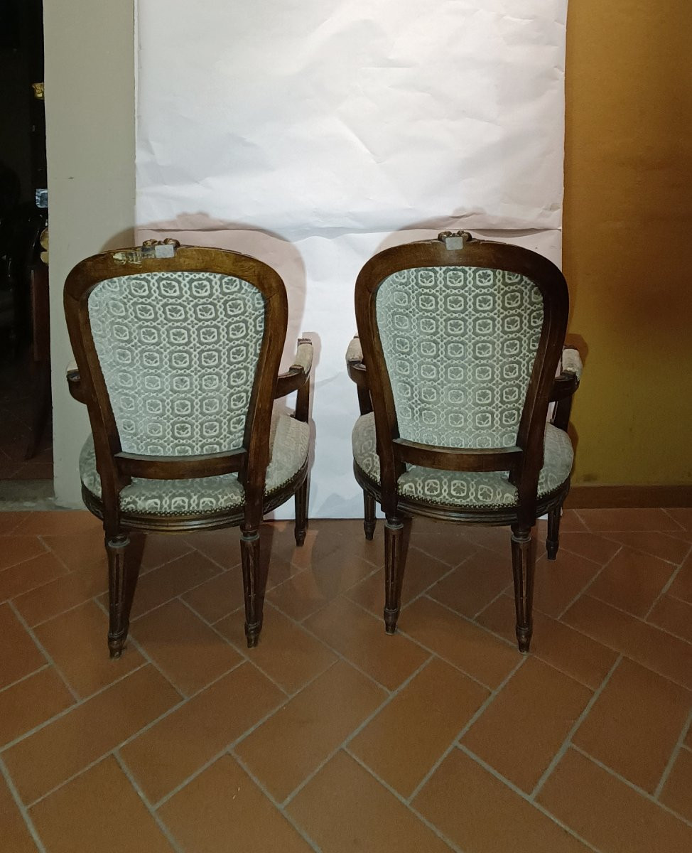 Second Half Of The 19th Century Pair Of Louis XVI Style Armchairs-photo-4