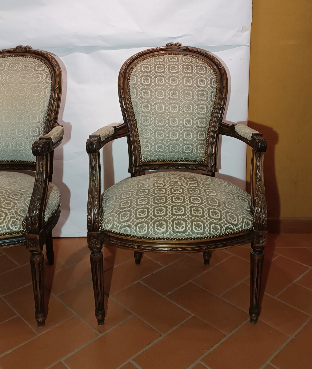 Second Half Of The 19th Century Pair Of Louis XVI Style Armchairs-photo-1