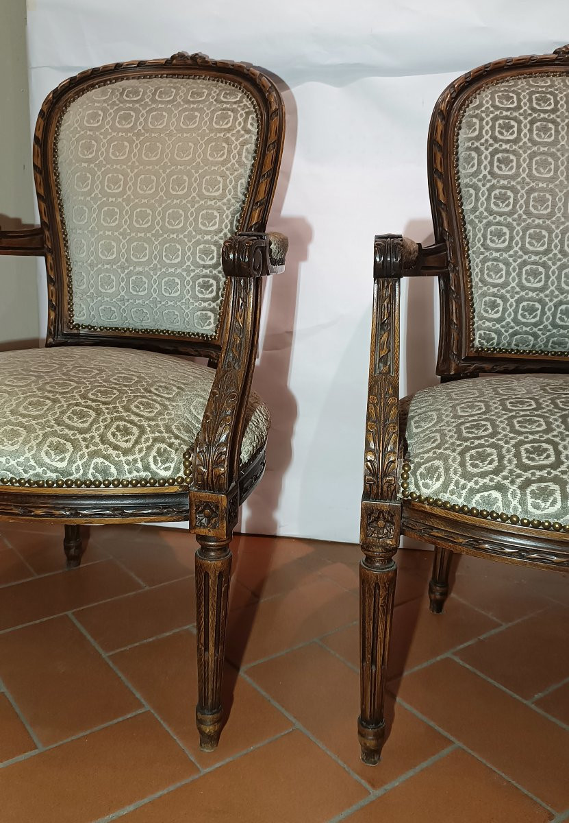 Second Half Of The 19th Century Pair Of Louis XVI Style Armchairs-photo-2