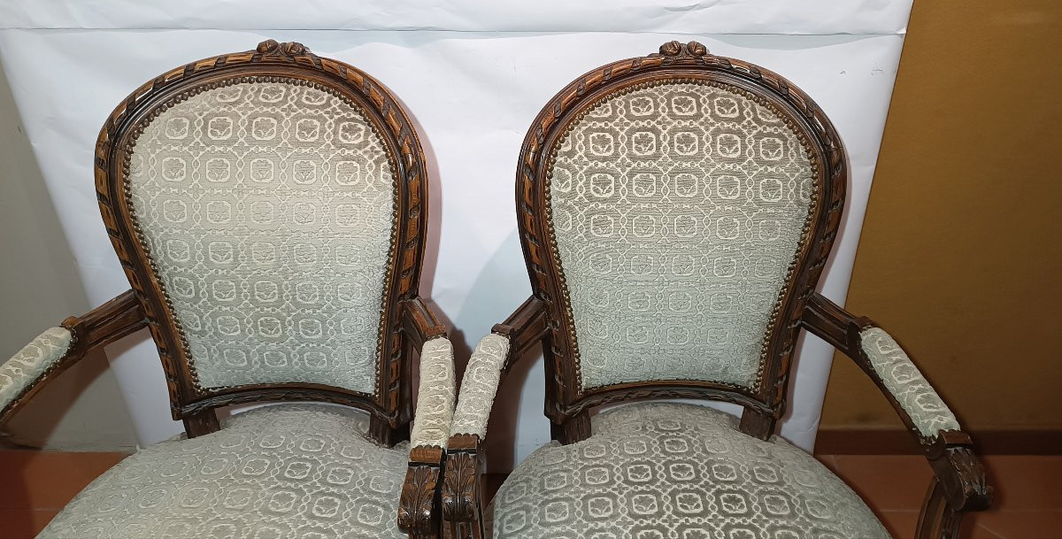 Second Half Of The 19th Century Pair Of Louis XVI Style Armchairs-photo-4