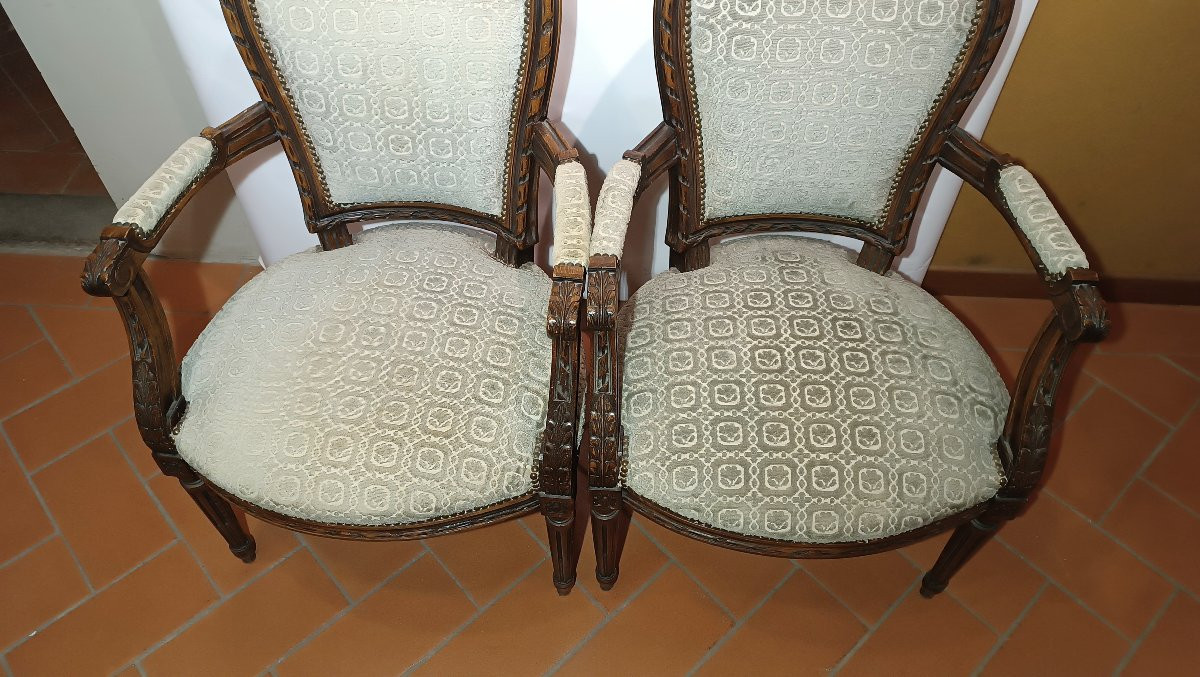 Second Half Of The 19th Century Pair Of Louis XVI Style Armchairs-photo-5
