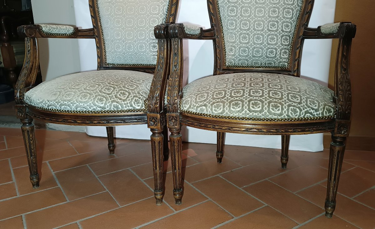 Second Half Of The 19th Century Pair Of Louis XVI Style Armchairs-photo-6