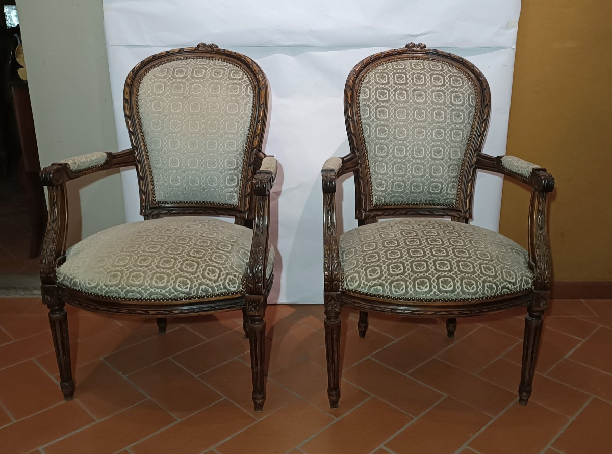 Second Half Of The 19th Century Pair Of Louis XVI Style Armchairs