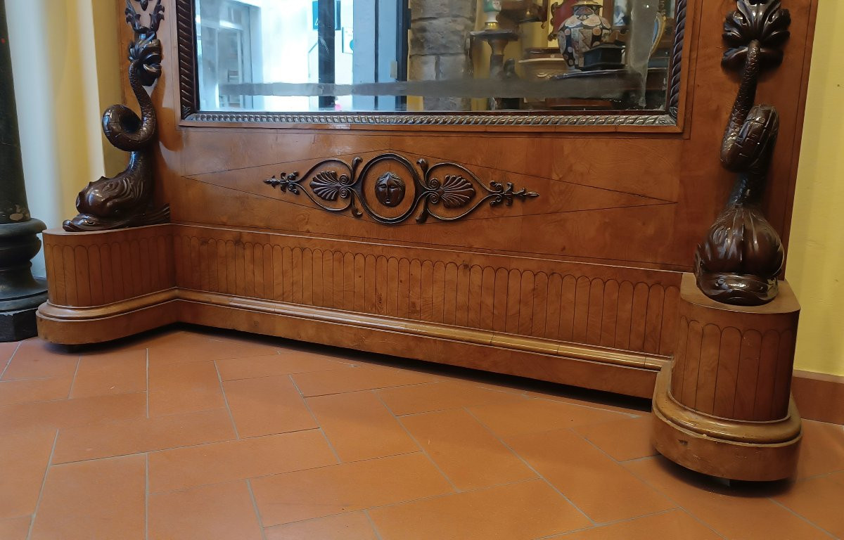 GRAND MIROIR BIEDERMEIER SECONDE MOITIÉ DU 19ème SIÈCLE-photo-3