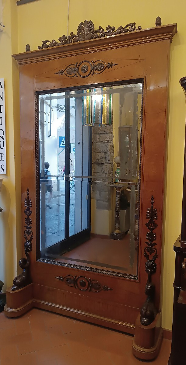 GRAND MIROIR BIEDERMEIER SECONDE MOITIÉ DU 19ème SIÈCLE