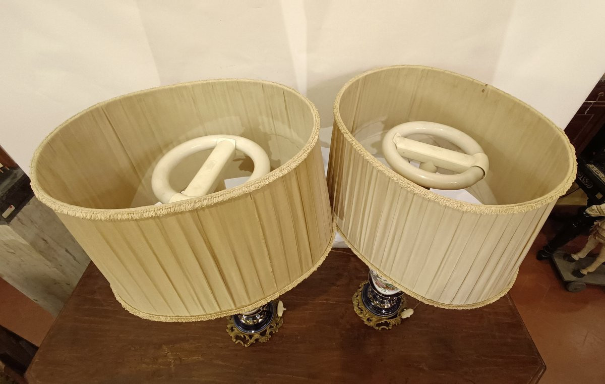 PAIRE DE LAMPES EN PORCELAINE DE SÈVRES FIN DU 19ème SIÈCLE-photo-6