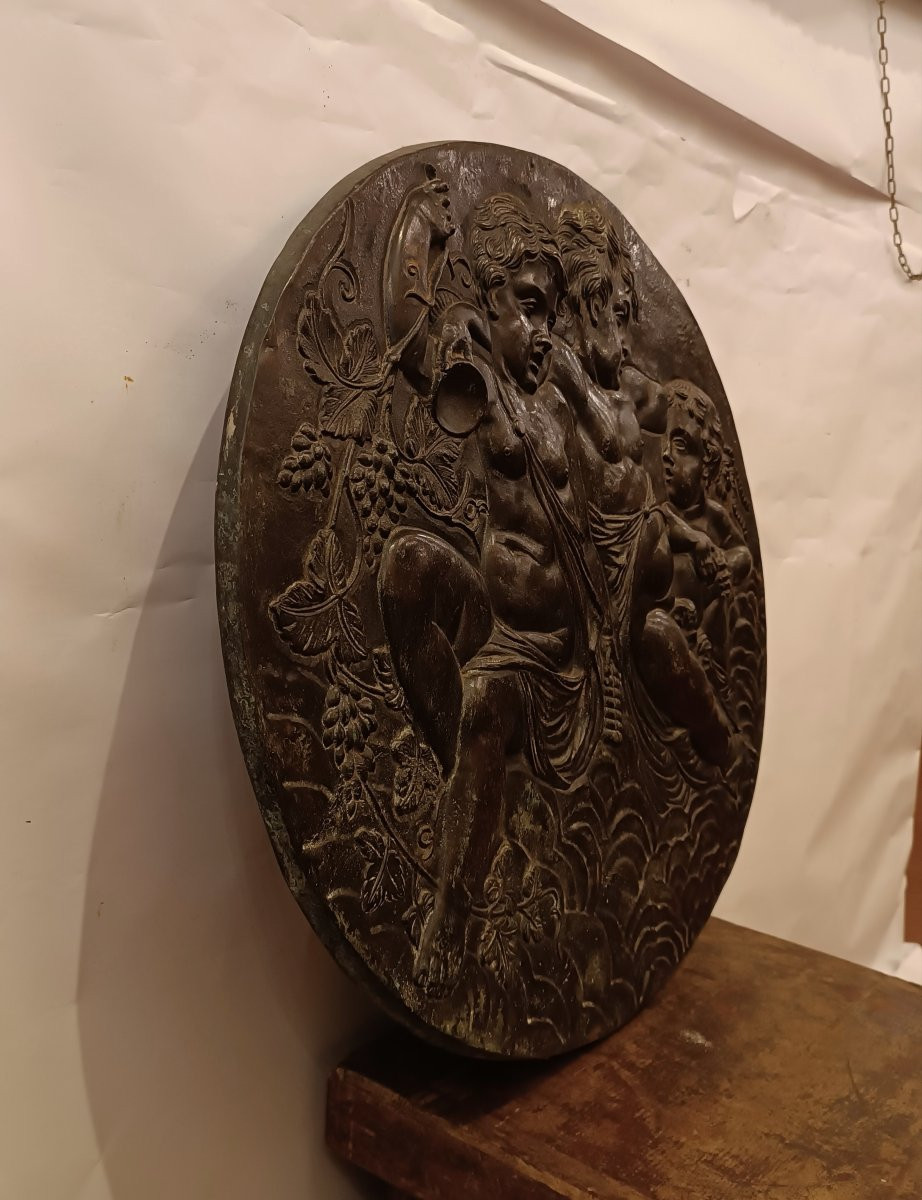 PLAQUE DÉCORATIVE EN BRONZE AVEC CUPIDONS SECONDE MOITIÉ DU 19ème SIÈCLE-photo-3