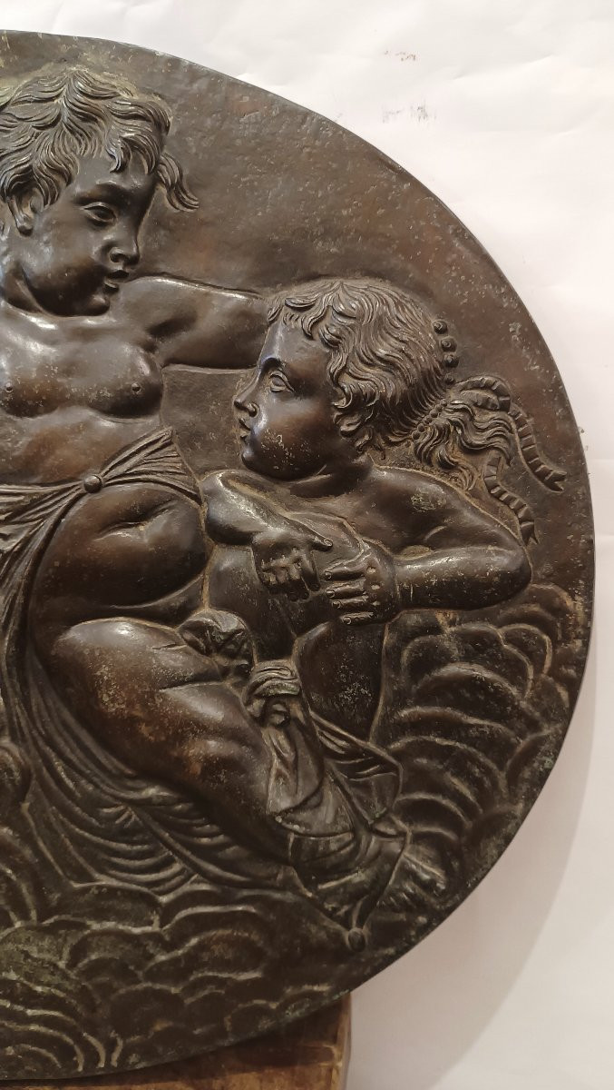 PLAQUE DÉCORATIVE EN BRONZE AVEC CUPIDONS SECONDE MOITIÉ DU 19ème SIÈCLE-photo-3