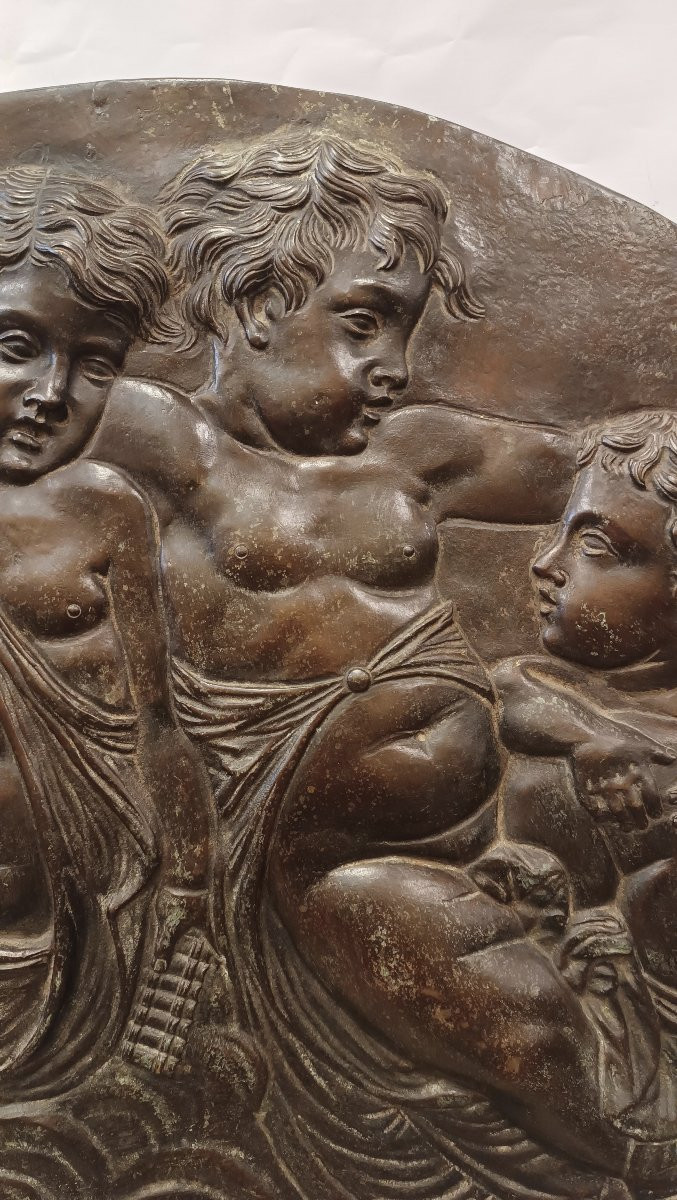 PLAQUE DÉCORATIVE EN BRONZE AVEC CUPIDONS SECONDE MOITIÉ DU 19ème SIÈCLE-photo-4