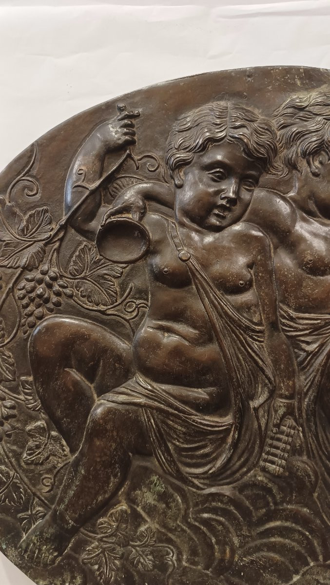 PLAQUE DÉCORATIVE EN BRONZE AVEC CUPIDONS SECONDE MOITIÉ DU 19ème SIÈCLE-photo-5