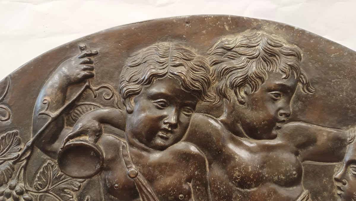 PLAQUE DÉCORATIVE EN BRONZE AVEC CUPIDONS SECONDE MOITIÉ DU 19ème SIÈCLE-photo-7