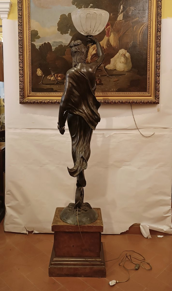 Second Half Of The 19th Century Lamp With Bronze Sculpture Of The Goddess Of Fortune-photo-3