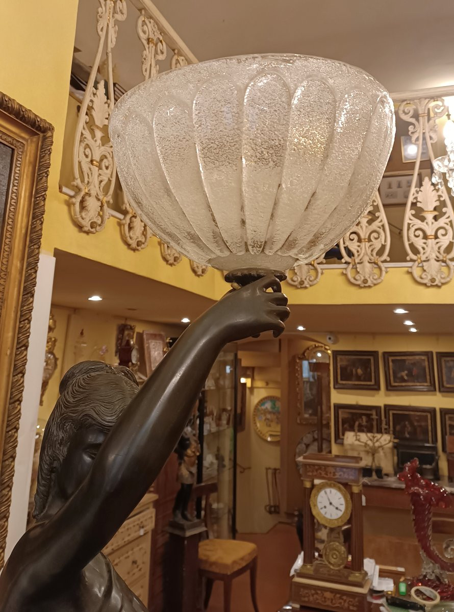 Second Half Of The 19th Century Lamp With Bronze Sculpture Of The Goddess Of Fortune-photo-4
